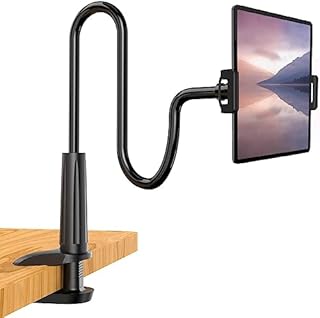 LINKLKBOY Tablet HolderCell Phone Holder, Universal Tablet Stand - 360 Adjustable Lazy Arm Holder Clamp Bracket Bed for 2020 New iPad Pro 9.7, 10.5, iPad Air mini Black