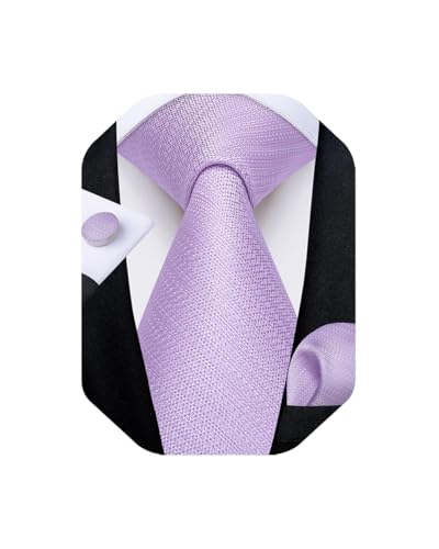Image of DiBanGu Mens Solid Color Tie and Pocket Square Set Woven Silk Plain Necktie & Handkerchief for Men Wedding Party Formal
