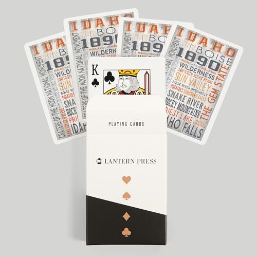 Lantern Press Idaho, Tipografía Rústica, 52 Naipes Póker miniatura 6