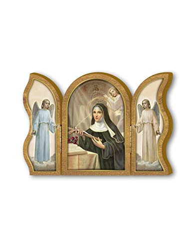 Fratelli Bonella | Triptyque en bois Holy Rita 6 x 9 cm | Fabriqué en Italie