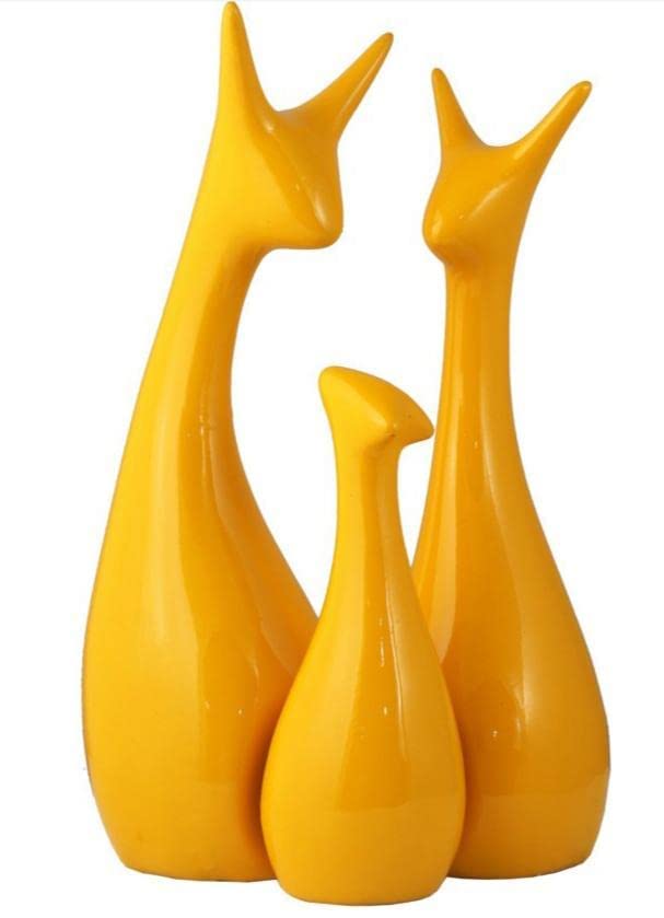Shree G Craft Home Decor Deer Family Matte Finish Ceramic Figures Set