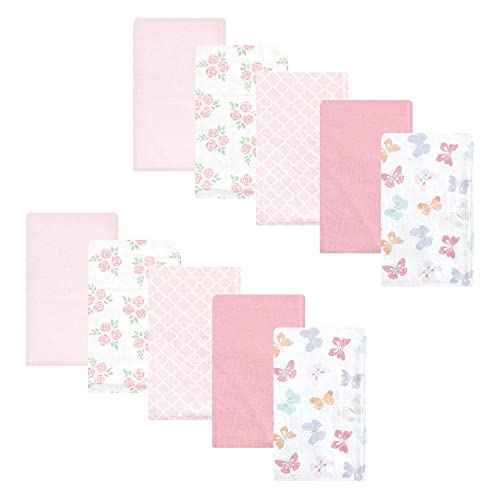 Image of Hudson Baby Unisex Baby Cotton Flannel Burp Cloths, Pastel Butterfly, One Size