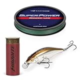KastKing Superpower Braided Fishing Line Texas Edition - 10lb 4X 200yds with Trouty Shot Mini Minnow Fishing Lure, Metal Square Bill Crankbait for Bass, Trout, Crappie & Bluegill, Finesse Fishing