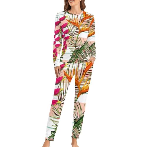 Pyjama femme ensemble vêtements de nuit feuille verte pour cocooning