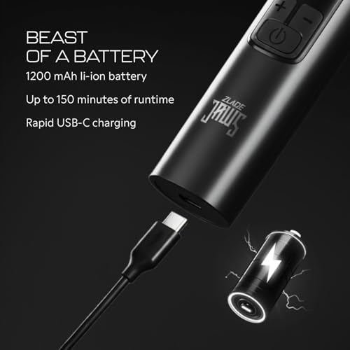 Image of Zlade Jaws Alpha All-In-One Beard Trimmer for Men, 1200 mAh powerful battery with 150min runtime, USB C Ultra Fast Charging, IPX7 Waterproof full Washable Aluminium Body | 0mm to 10mm Precision Cutting | Smart Travel Lock and Digital Display with 3 Power Modes (Grey)
