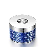 soporte de ceniza Cenicero portátil de acero inoxidable de 3,1 pulgadas adecuado for el hogar/terraza/coche/cenicero resistente al viento con cubierta (negro/azul/rojo) decoración (Color : Blauw)
