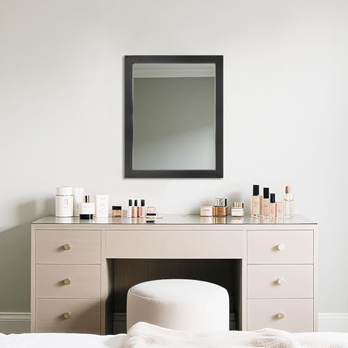 Image of Rectangular Wall Mirror 20x16 Inch Bathroom Mirror for Over Sink, Black