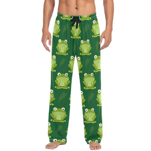 CHIFIGNO Men PJ Pants Lightweight Sleep Pants for Husband Boyfriend Cute Cartoon Frogs S