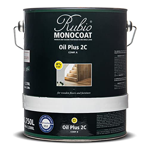 Rubio Monocoat Wood Oil Finish 1,750 ft² - Pure | Oil Plus 2C | Quick-Dry, Eco-Friendly Linseed Wood Oil for Indoor Use, Includes Accelerator (Part B) | Protector | 3.5 L