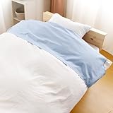 眠夢ナビ 衿カバー ダブル 襟カバー 190cm×45cm ホワイト 掛け布団用 綿100％ 洗濯可能 日本製 固定ゴム付き 穴あきタイプ (ブルー, ダブル190x45cm)