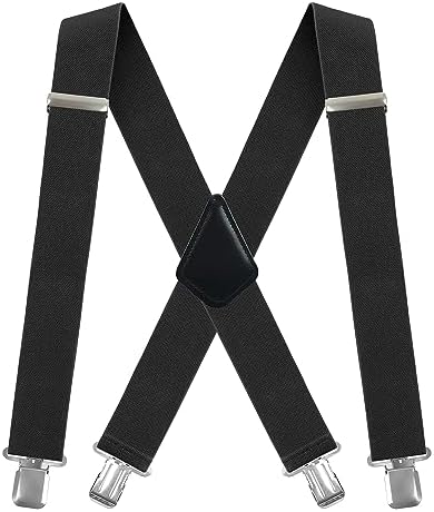Men's X-Back 2 Inches Wide Heavy Duty Clips Adjustable Suspenders