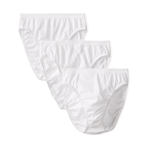 Fruit of the Loom Women's 3 Pack Cotton Hi-Cut Brief Panty, White, 5