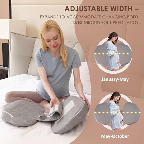 Image of Chilling Home Pregnancy Pillow - Upgraded Memory Foam Maternity Pillow for Pregnant Women - Wedge Pillows for Sleeping - Support for Back, Belly, Waist - Removable Cooling Cover