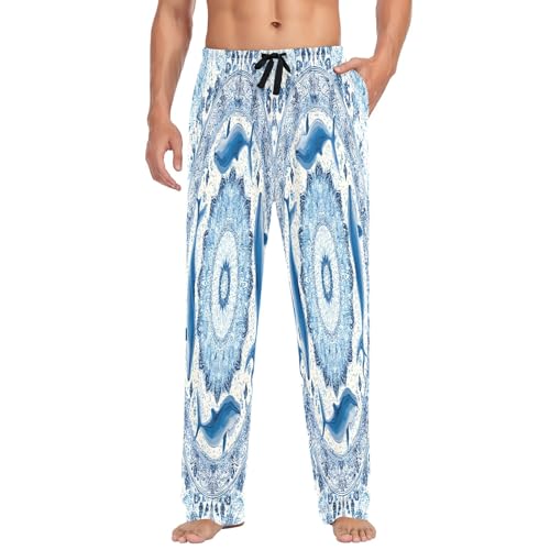 Blue White Dolphin Mandala Men's Pajama Pants Lightweight Sleepwear Bottom Lounge Pants