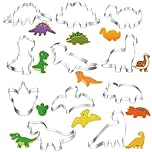 11 Pieces Dinosaur Cookie Cutters Set, Dinosaur Biscuit Cutter Stainless Steel Mould, Multiple Dinosaurs Cutter Mould for Kids Birthday Party Decorations, Baking Fondant Cookies, Cake Decorations