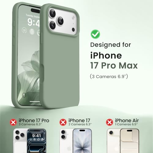 GONEZ Magnetic for iPhone 17 Pro Max Case, [Compatible with MagSafe] Anti-Scratch Microfiber Lining & Screen Protector, Silicone Camera Control, Shockproof Slim Phone Cover 6.9 inch, Light Green by GONEZ - Used condition - Image 8