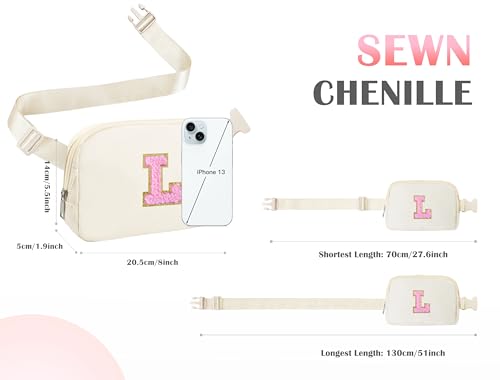 Image of COSHAYSOO Birthday Initial Gifts for Teen Girls 6 7 8 9 10 11 12 13 14 Year Old, Girl Crossbody Shoulder Purse Unique Cute Ivory Chenille Letter L
