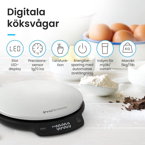 Pro Breeze Digital Köksvåg - Hög Precision för Bakning och Matlagning