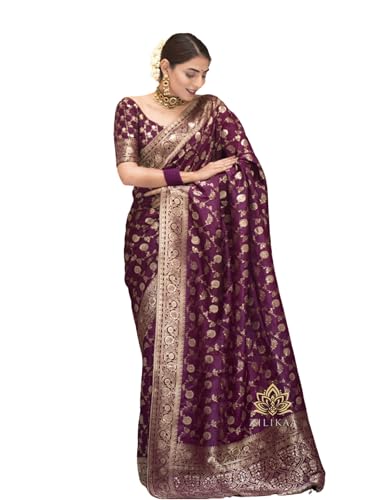 Image of C J Enterprise Women's Pure Kanjivaram Soft Silk Saree Banarasi Style Sarees For Wedding With Blouse Piece (Pari-165)