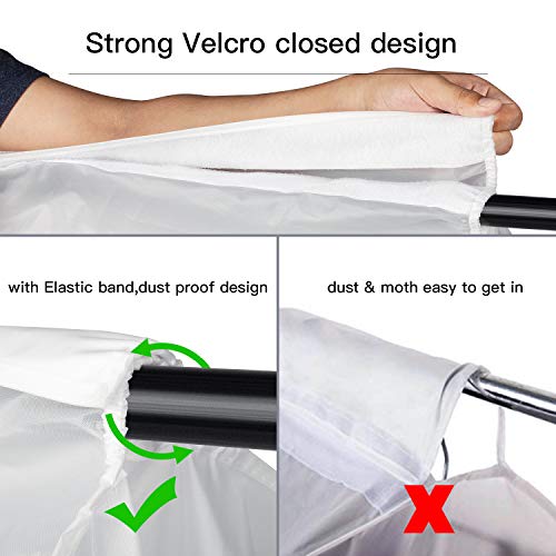 Zilink Large Garment Bags for Storage 43 inch (2 Pack) Dust-Proof Hanging Garment Rack Cover Suit Bags Organizer Hanging Clothes Cover for Suit Coats Jackets Dress Storage - Thumbnail 3