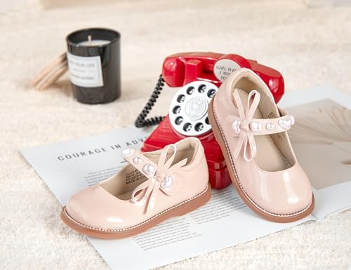 Image of GINFIVE Toddler Girls Dress Shoes Little Kids Flats School Mary Janes Shoes