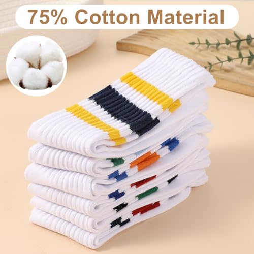 6 Pairs Crew Sport Socks Women Striped Crew Socks Retro Athletic Socks Casual Cotton Stretchy Socks Unisex MultiColor2