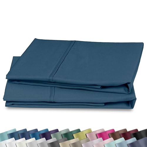 Image of California Design Den King Size Pillowcase Set - 400 Thread Count, 100% Cotton Sateen, Set of 2 Pillow Covers, Soft and Breathable - Peacock Blue