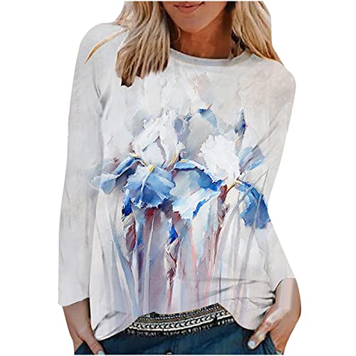 Langarm-Top mit V-Ausschnitt, Damen, locker, lässig, modisch, Blumenmustert, Langarm-T-Shirt, Übergröße, T-Shirt-Oberteil, Drop-Shoulder-Ärmel-Oberteil, Elegantes Damen-Langarm-Top Cover