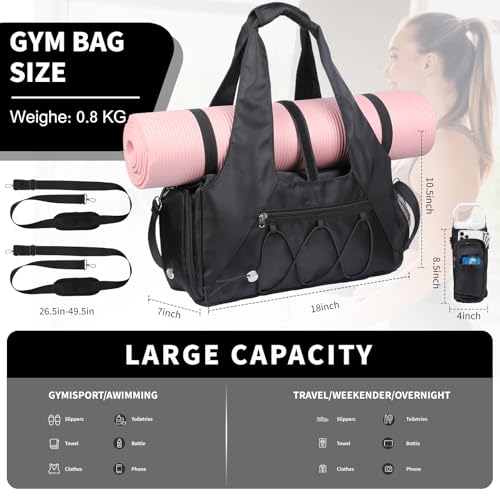 Gym Bag for Womens, Small Gym Duffle Bag with Shoes Compartment Water Bottle Carrier Bag Ideal for Travel, Gym, Sports, Weekender3