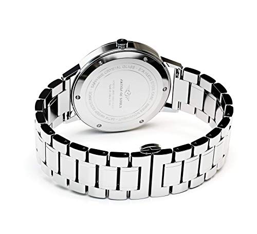 Nation of Souls Eclipse Collection Silver Gloss and Blue Men's 42mm Stainless Steel Case Wrist Watch with 20mm Link Bracelet British Designed Watches - Image 5