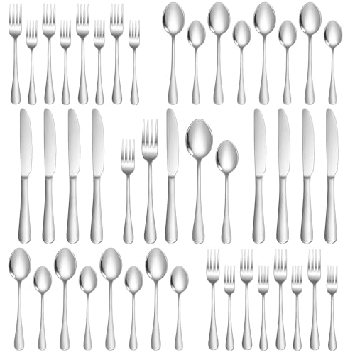 Lazycorner Silverware Set 40 Piece Stainless Steel Flatware ...