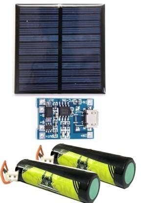 TechSupreme TP4056 Micro USB 5V 1A 18650 Lithium Battery Charger Module + 70X706V100MA Solar Panel And 18650 Battery Electronic Combo