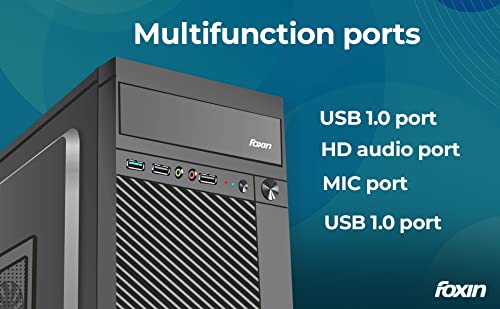 Image of Foxin PACE Desktop Computer Case /PC Cabinet - with Steel Metal Body | ATX Motherboard Compatible | Color Metallic Black