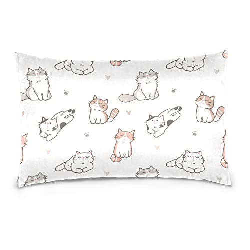 LUYISI 枕カバー 猫柄 おしゃれ かわいい ピローケース ファスナー式 両面用 ソファ背当て 四季兼用 通気抗菌 防臭 防ダニ 50x70cm