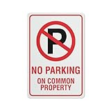 asbwuo Schild „Kein Parken auf Gemeinschaftsgrundstück,8X12 Zoll, rostfreies Aluminium, leicht zu lesen und robust, Metallschilder für den Außenbereich, für Zuhause, Bauernhof, Hof