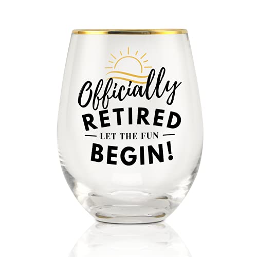 Onebttl Retirement Gifts for Women, Funny Retirement Wine Glass 17 oz Stemless, Retirement Gifts for Coworkers, Grandma, Friends, Nurse, Retired Gag Gifts - Officially Retired Onebttl Retirement Gifts for Women, Funny Retirement Wine Glass 17 oz Stemless, Retirement Gifts for Coworkers, Grandma, Friends, Nurse, Retired Gag Gifts - Officially Retired