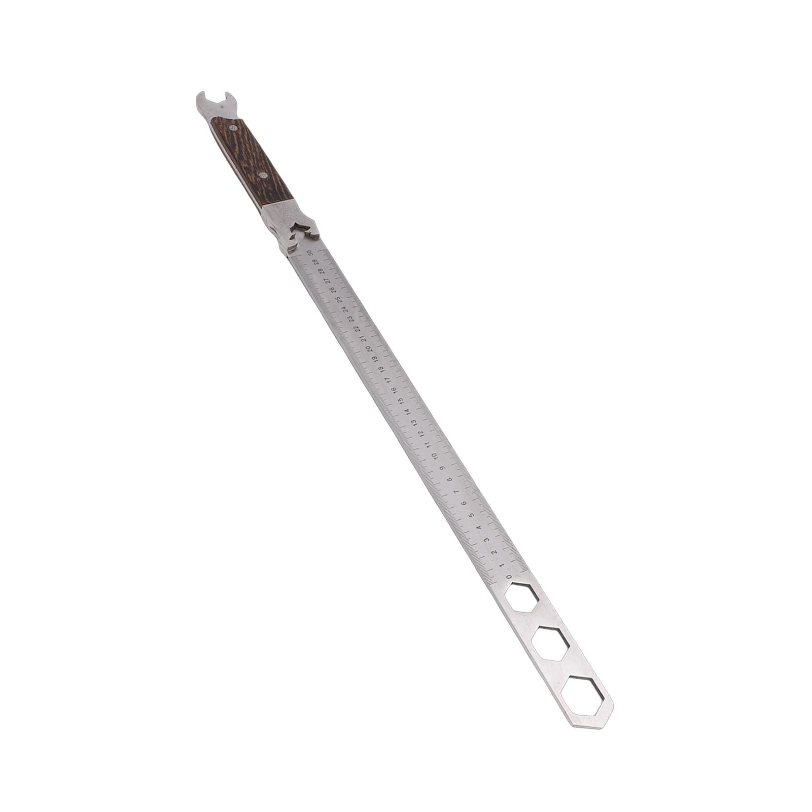 YWBL-WH Righello in Acciaio Inossidabile da 30 Cm con Manico in Tiglio Strumento di Misurazione Resistente Spessore 4 Mm Chiave Multifunzionale Righello per Architetti Ingegneri Falegnami Studenti