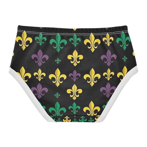 Toddler Girl Panties, Fleur De Lis Mardi Gras Girls Cotton Underwear, 2–8 Years2