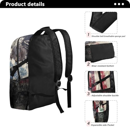 AIXIWAWA Lightweight Hiking Backpack Vintage Train Print, Foldable Waterproof Daypack for Camping Travel4