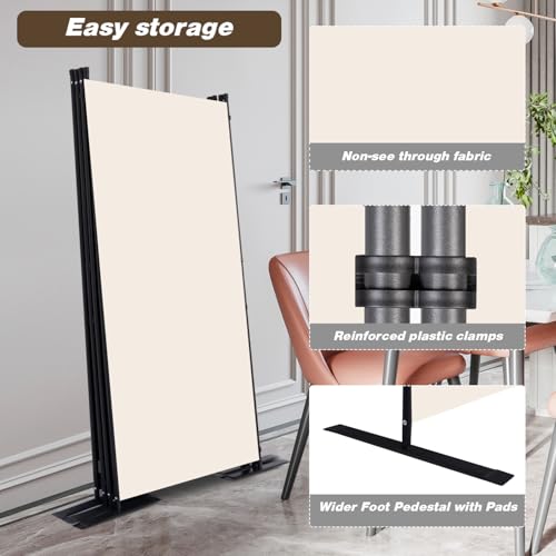 CHOSENM Room Divider, 4 Panel Folding Privacy Screens with Wider Support Feet, 6 Ft Portable Room Partition for Room Separator, 136" W X 71" H, Beige