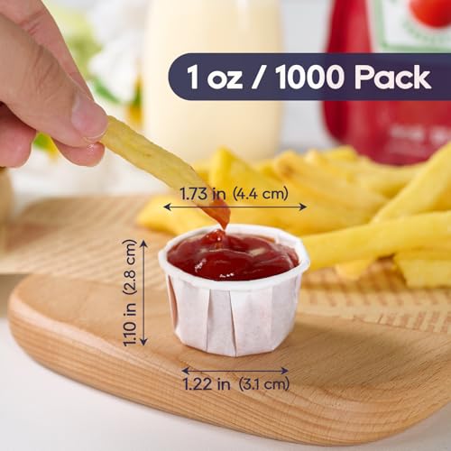 Image of LITOPAK 1000 Pack 1 oz Disposable Condiment Cups, 1 oz Souffle Medicine Cup
