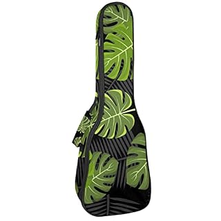 Housse pour ukulélé – Feuille noire tropicale de 10 mm d’épaisseur – Rembourrage en éponge de 53,3 cm – Avec sangles… - Les Beatles, Paul McCartney, John Lennon, RIngo Starr, George Harrison