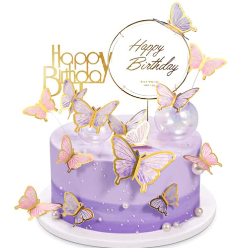 24 Schmetterlinge Torten Deko Probuk - Schmetterling Cupcake Topper für Geburtstagsfeiern, Hochzeit, Babyparty & Jubiläum