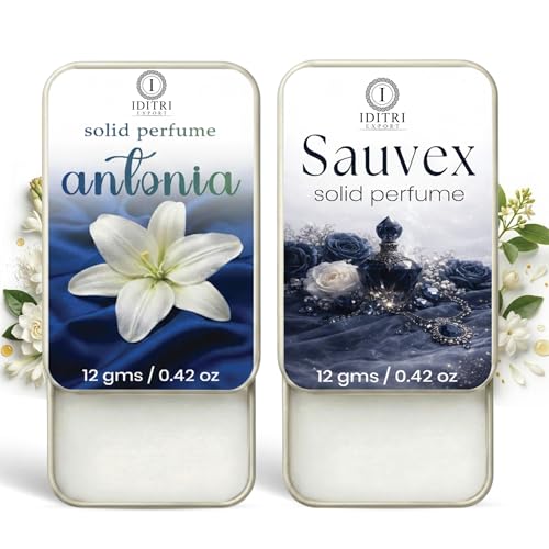 Image of Solid Perfume |Antonia&Sauvex Alcohol Free Wax Perfume Balm, Long Lasting | Pocket Tin 12g, Pack Of 2| Non Greasy Smooth Glide, Travel Friendly Men And Women