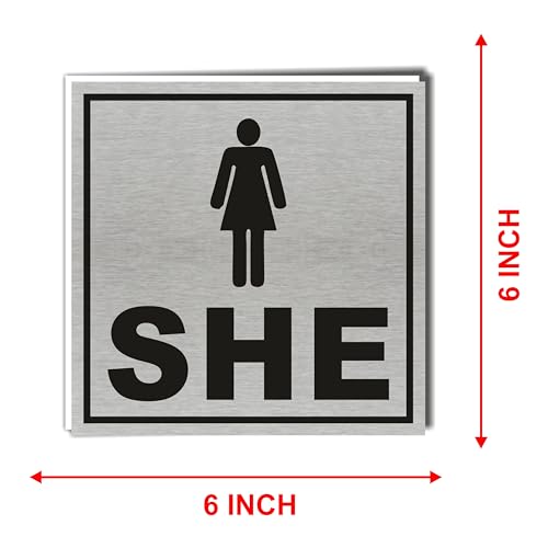 Image of SHE /HE Sunboard Material Sign Sticker for Door Entrance 2pcs (6inchX6inch) AS23