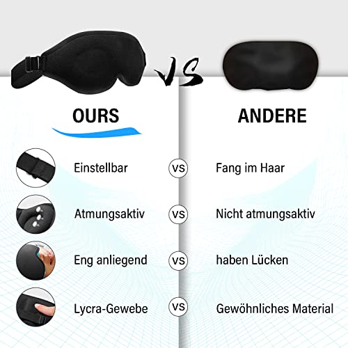 PEFOOK Slaapmasker, 3D verstelbaar elastiek, oogmasker, 100% huidvriendelijk, zijde, slaapmasker voor vrouwen en heren, blokkeert licht, slaapbril, cover voor reizen, yoga, nap, plus 2 oordopjes - Image 8