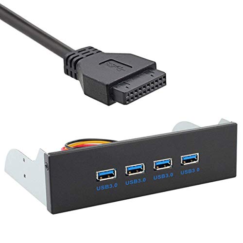 chenyang CY USB 3.0 HUB 4 Ports panneau avant vers carte mère adaptateur 20 broches avec câble d'alimentation SATA pour baie de CD-ROM 5.25