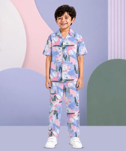 Image of 3BROS Unisex Pure Cotton Short Sleeve Kids Night Dress for Boys & Girls Nightwear /Sleepsuit /Sleepwear /Loungewear Night Suit for Boys and Girls Top and Pyjama Combo Set