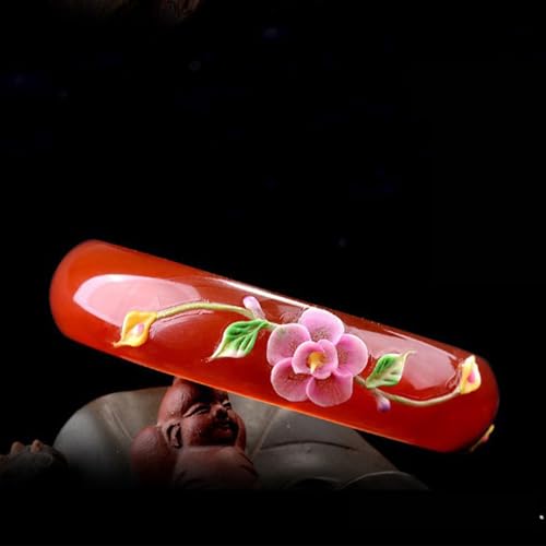 Red Jade Bangle for Women Feng Shui Good Luck Bangle Bracelet Woman Jade Bangle Bracelet Fashion Vintage Design Jade Stone Bracelet Birthday Christmas(Women Jade Bangle115, 62-63MM)4