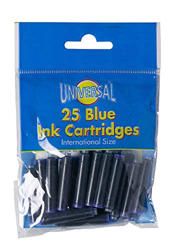 Pack of 100 Blue Ink Cartridges International Size Cartridge Pens Office School
